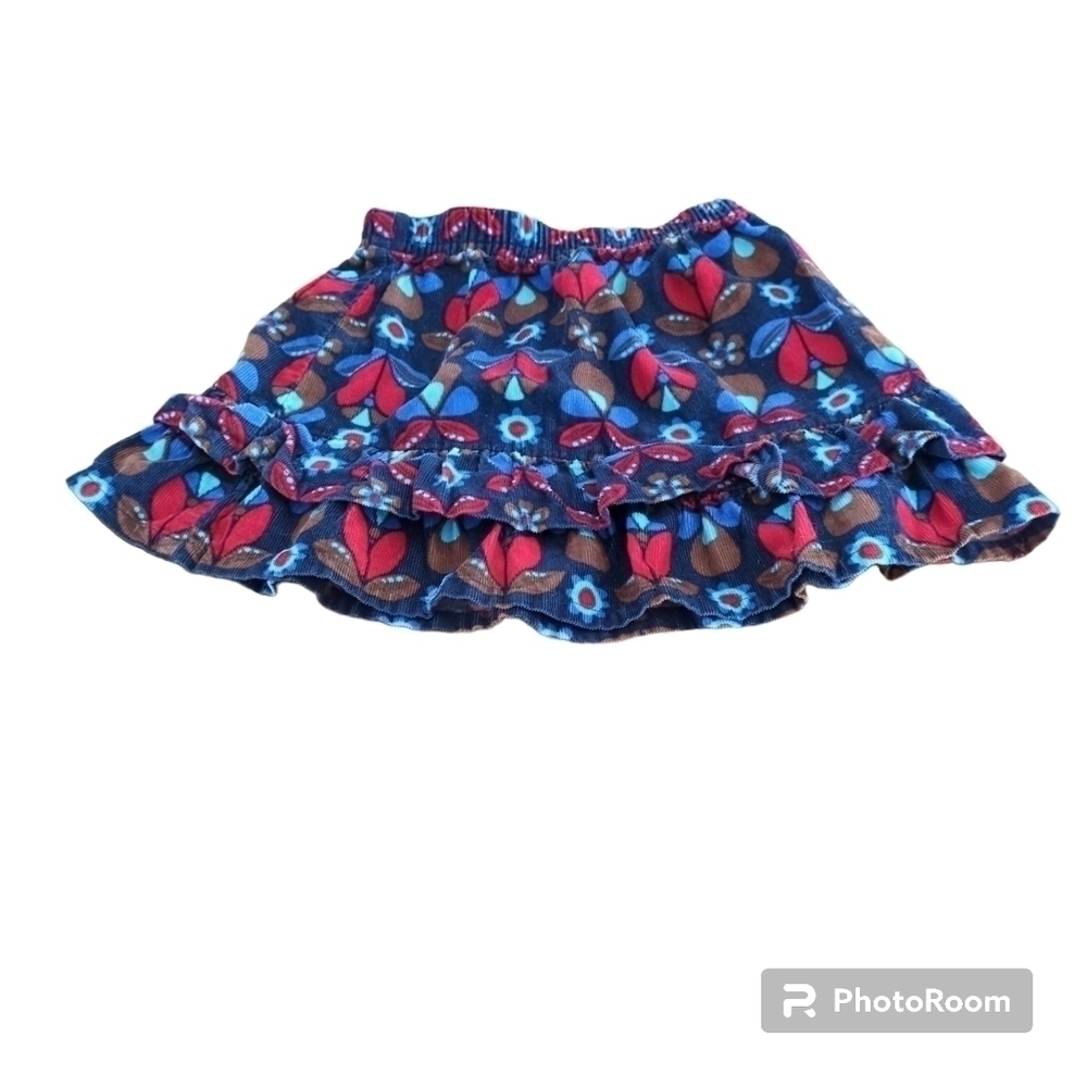 Hanna Andersson Corduroy Multi Colour Floral Ruffled Skirt Size 80 (US 18-24m)